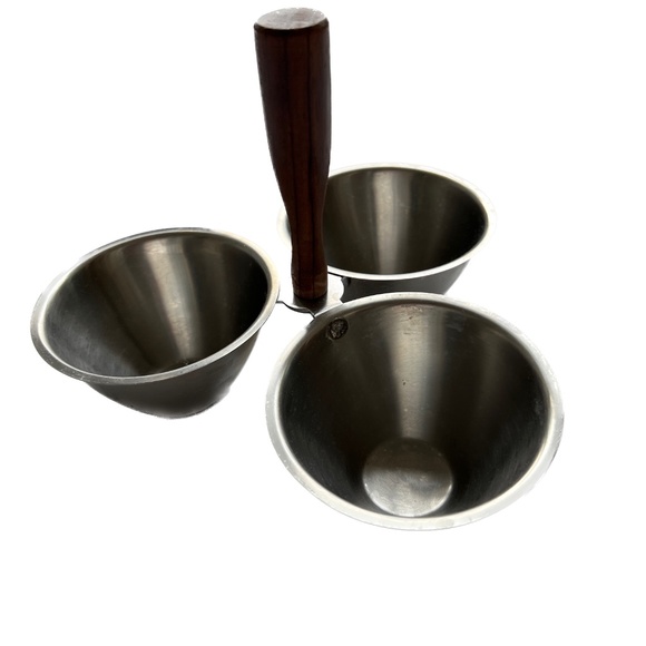 EATON HADDON HALL Mid Century Modern 3 Condiment Server Caddy Stainless Japan - Picture 2 of 6